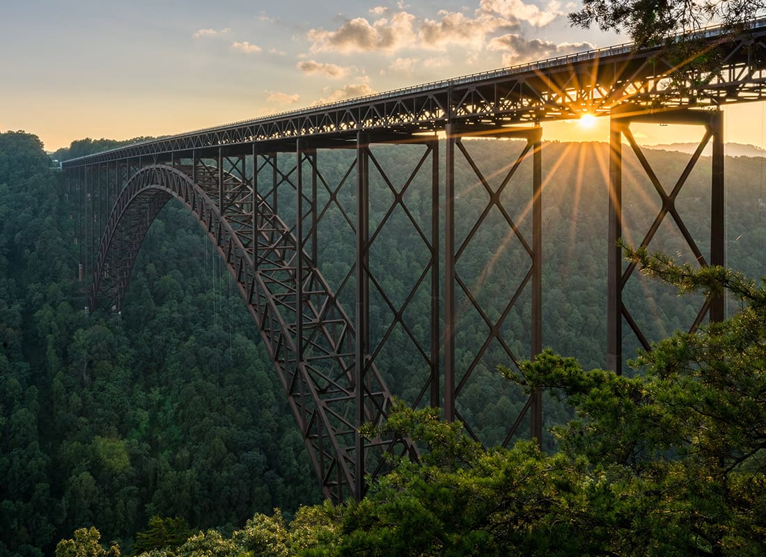 Products and Services - Sunset at the New River Gorge Bridge in West Virginia